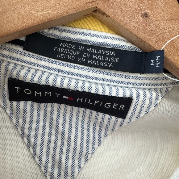 Tommy Hilfiger Men’s Yellow & White Striped Polo NWT Sz: Med - Picture 7 of 7